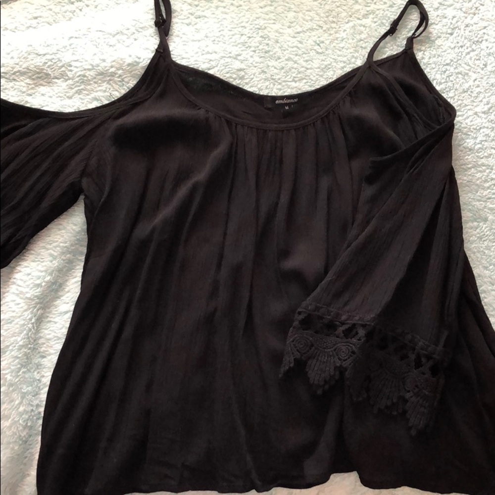 Black cold shoulder blouse